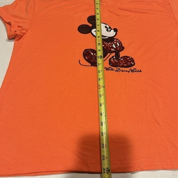 Walt Disney World orange large shirt blouse beaded with Mickey Mouse pattern - Picture 3 of 10